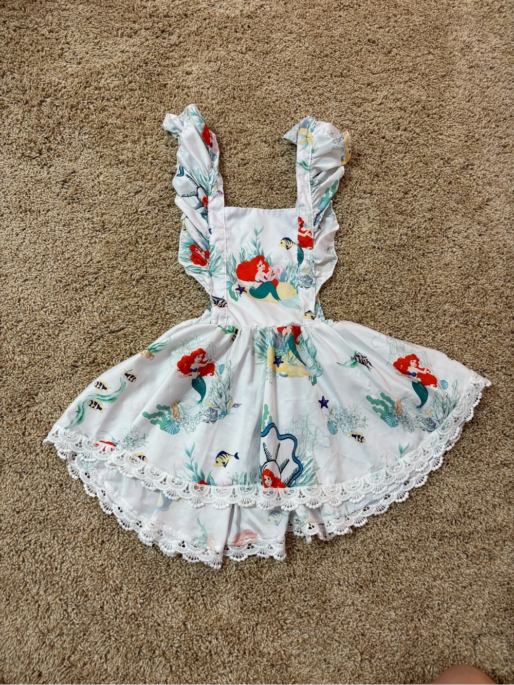 Girls White Little Mermaid Print Costume Dress